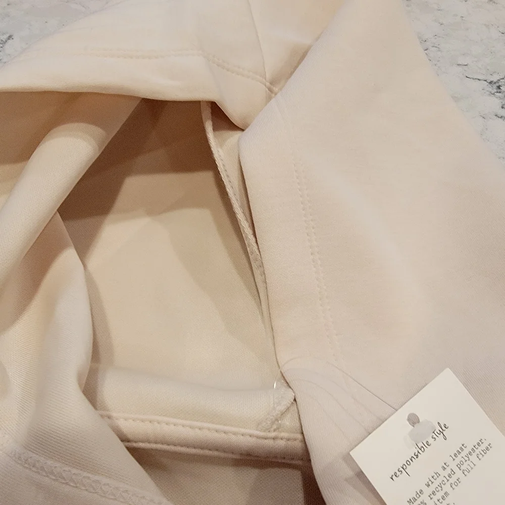 A New Day Ivory Crop Zip-Up Jacket Hoodie Size Medium NWT! - Picture 5 of 12